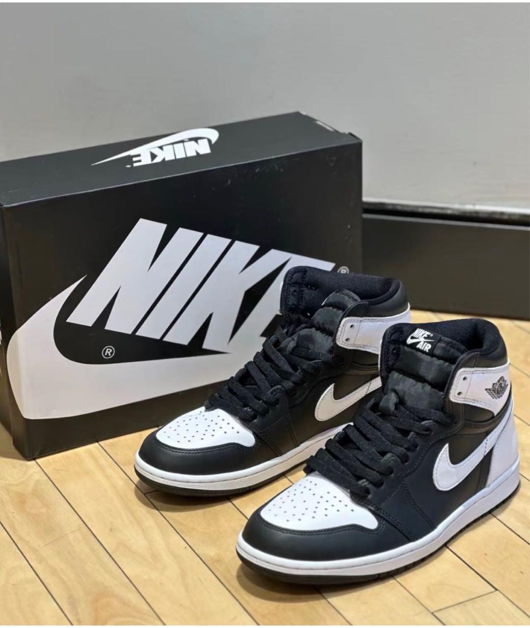 JORDAN Черные кожаные высокие кроссовки / кеды, фото 2