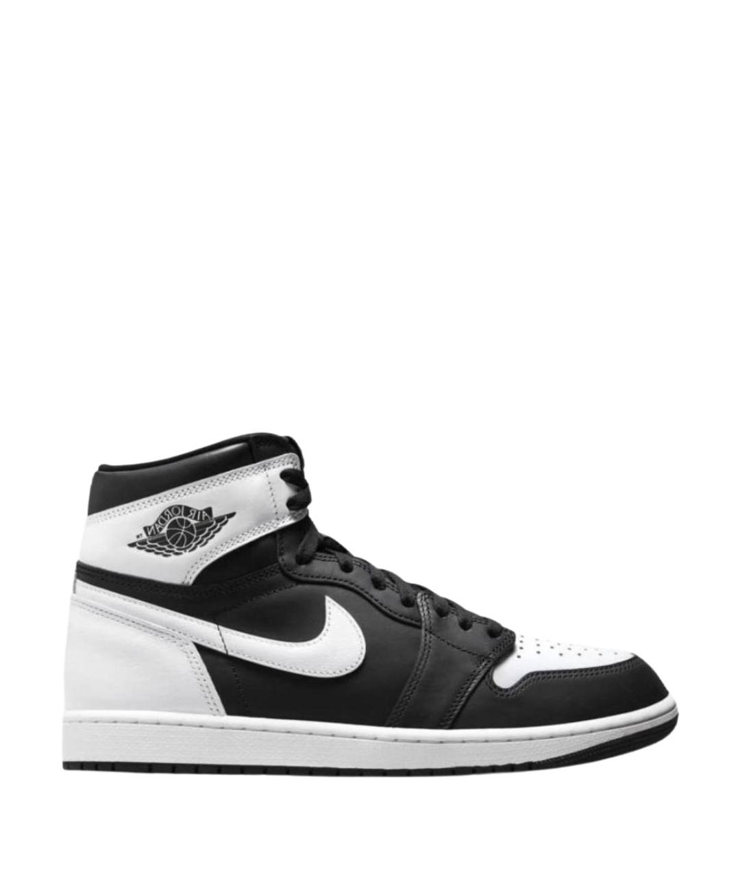 JORDAN Черные кожаные высокие кроссовки / кеды, фото 1