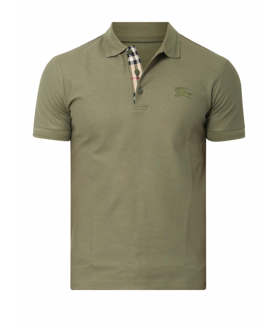 BURBERRY Зеленые хлопковое поло с коротким рукавом, фото 1