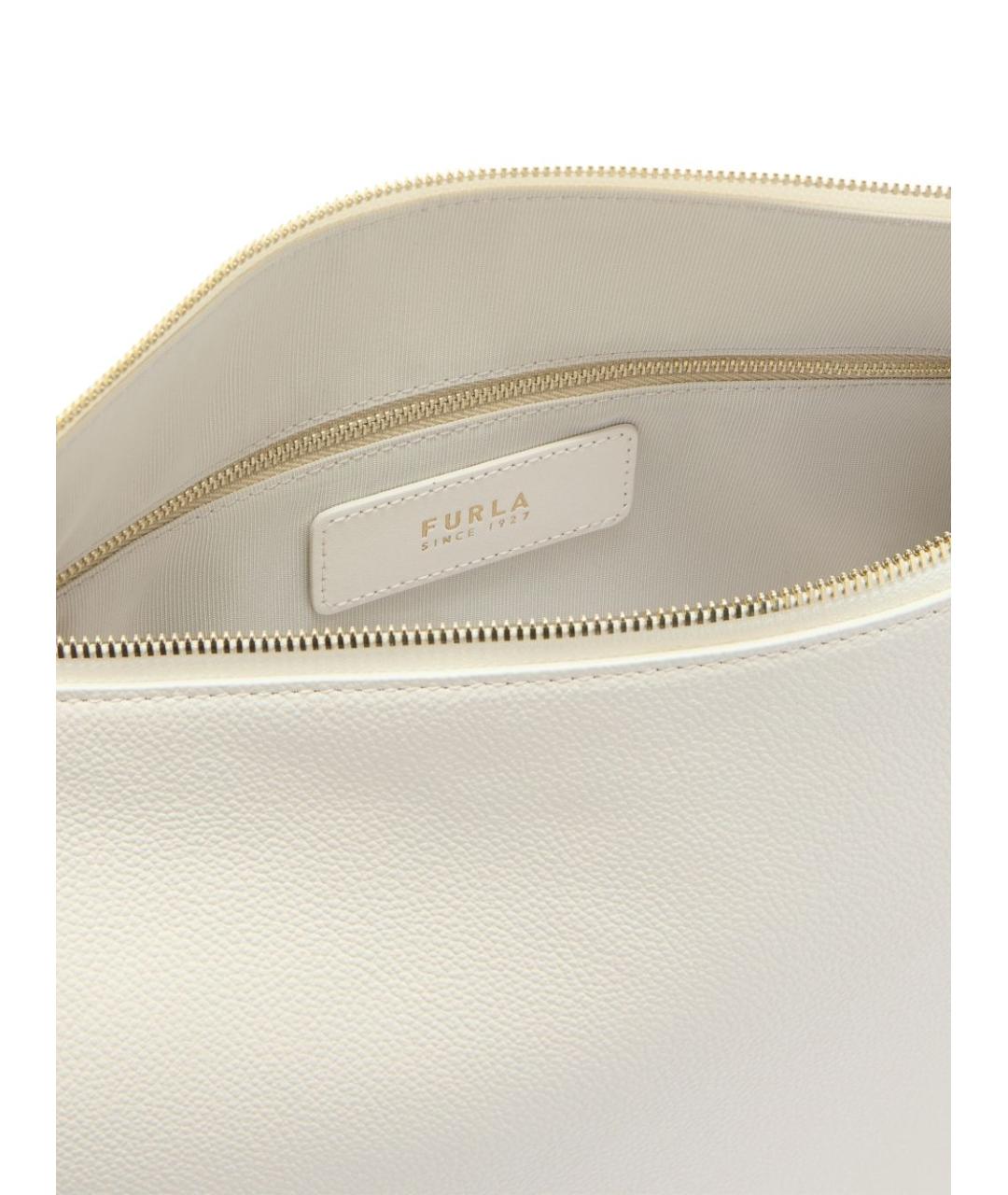 FURLA Бежевая кожаная сумка с короткими ручками, фото 2