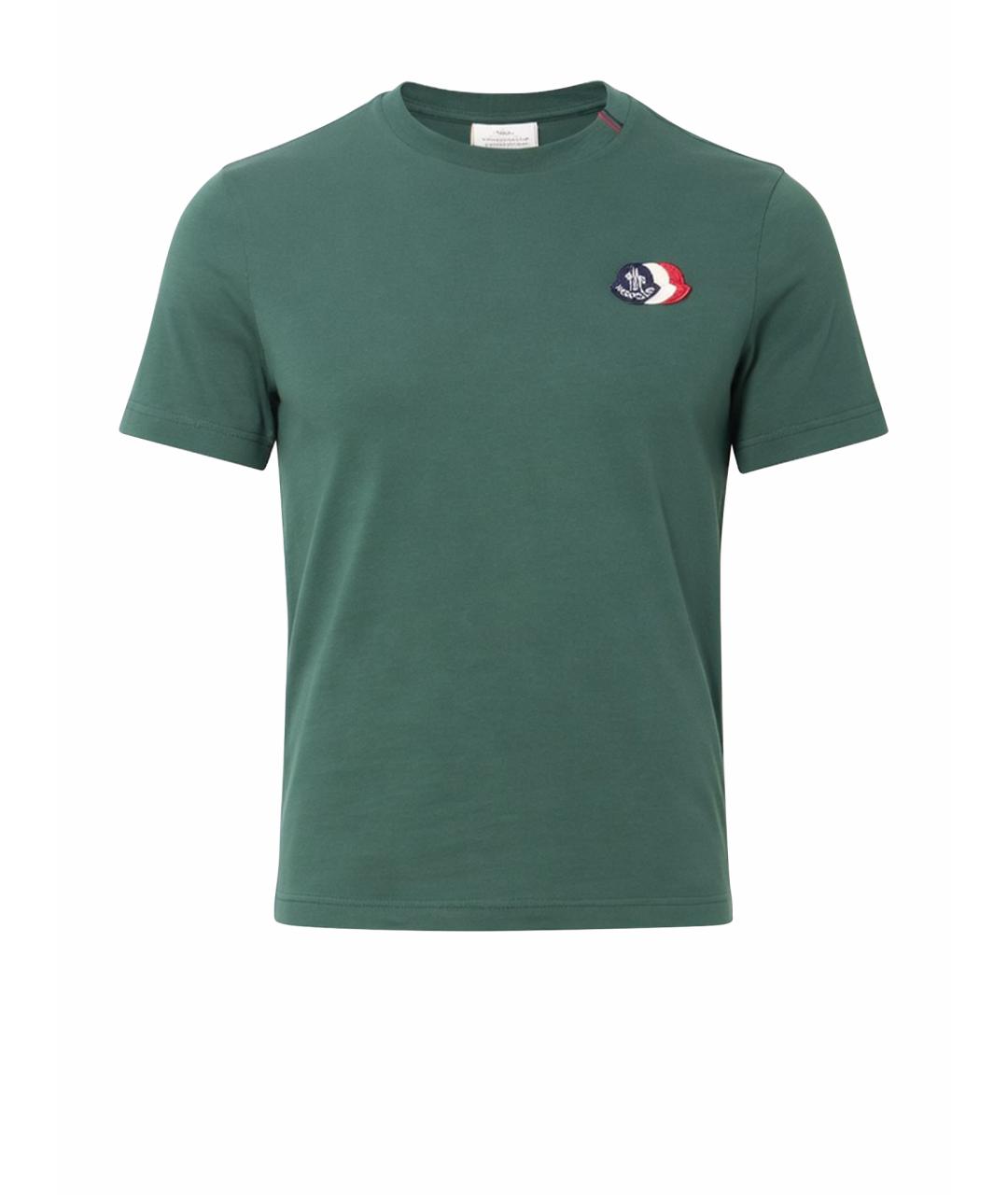 MONCLER Зеленая хлопковая футболка, фото 1