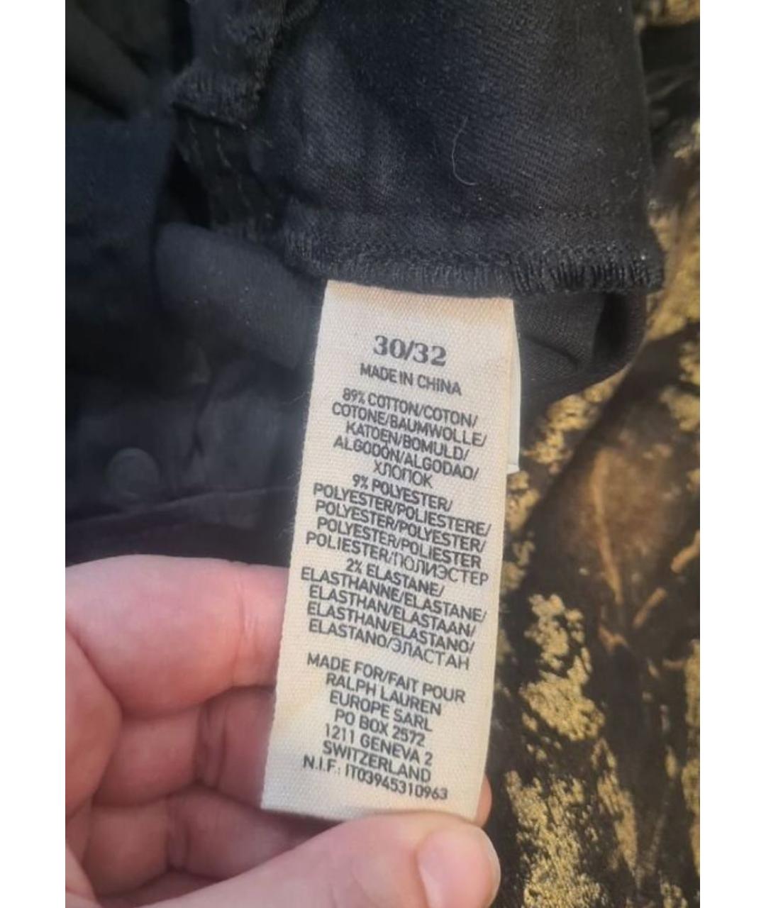RALPH LAUREN Черные хлопко-полиэстеровые джинсы слим, фото 7