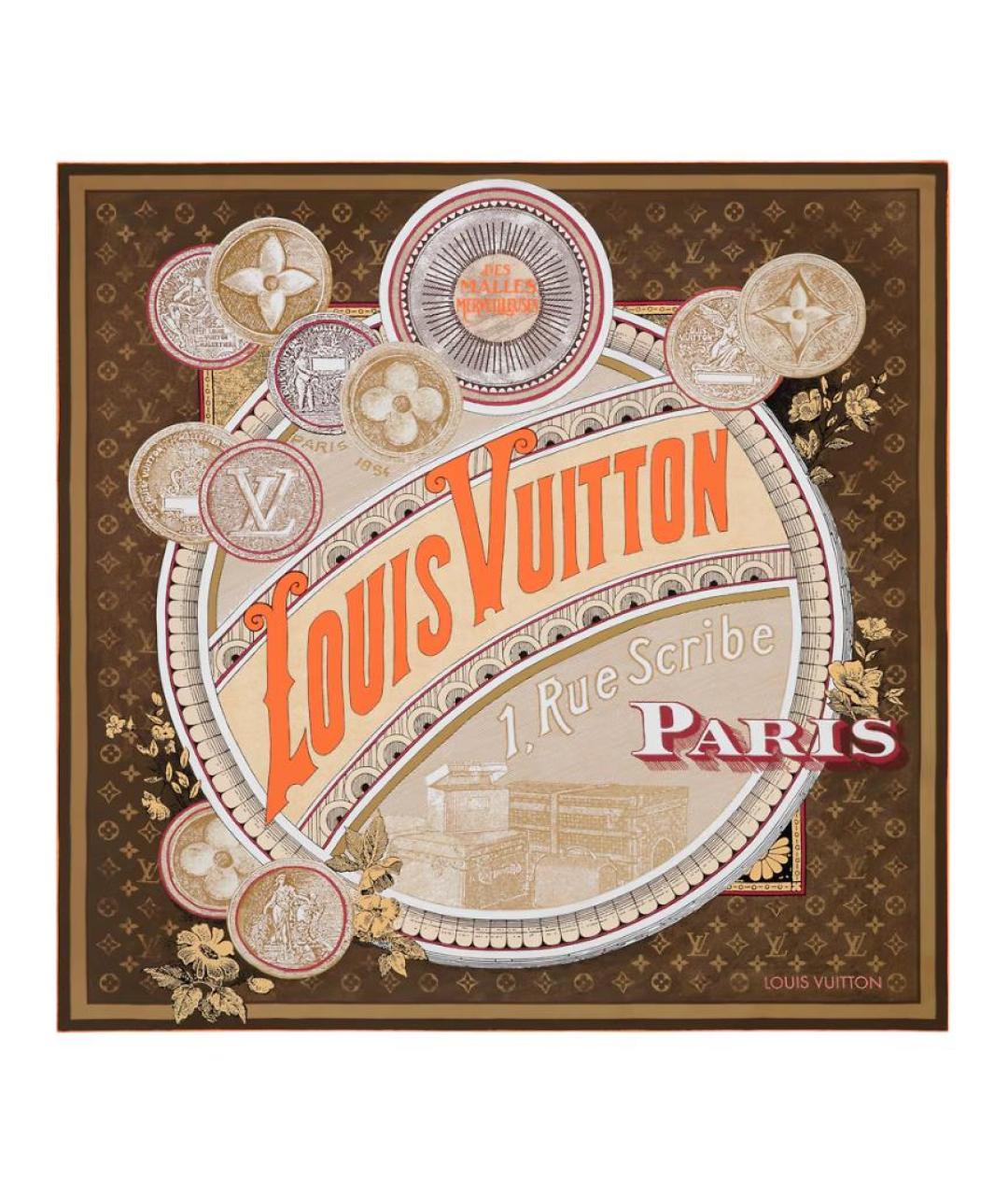 LOUIS VUITTON Коричневый шарф, фото 1