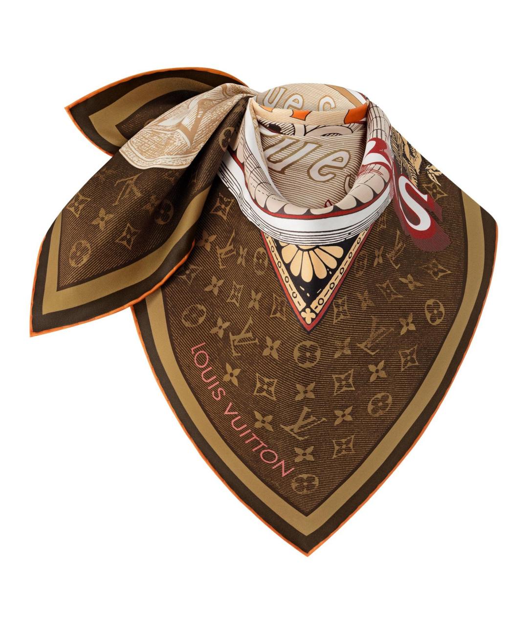 LOUIS VUITTON Коричневый шарф, фото 2