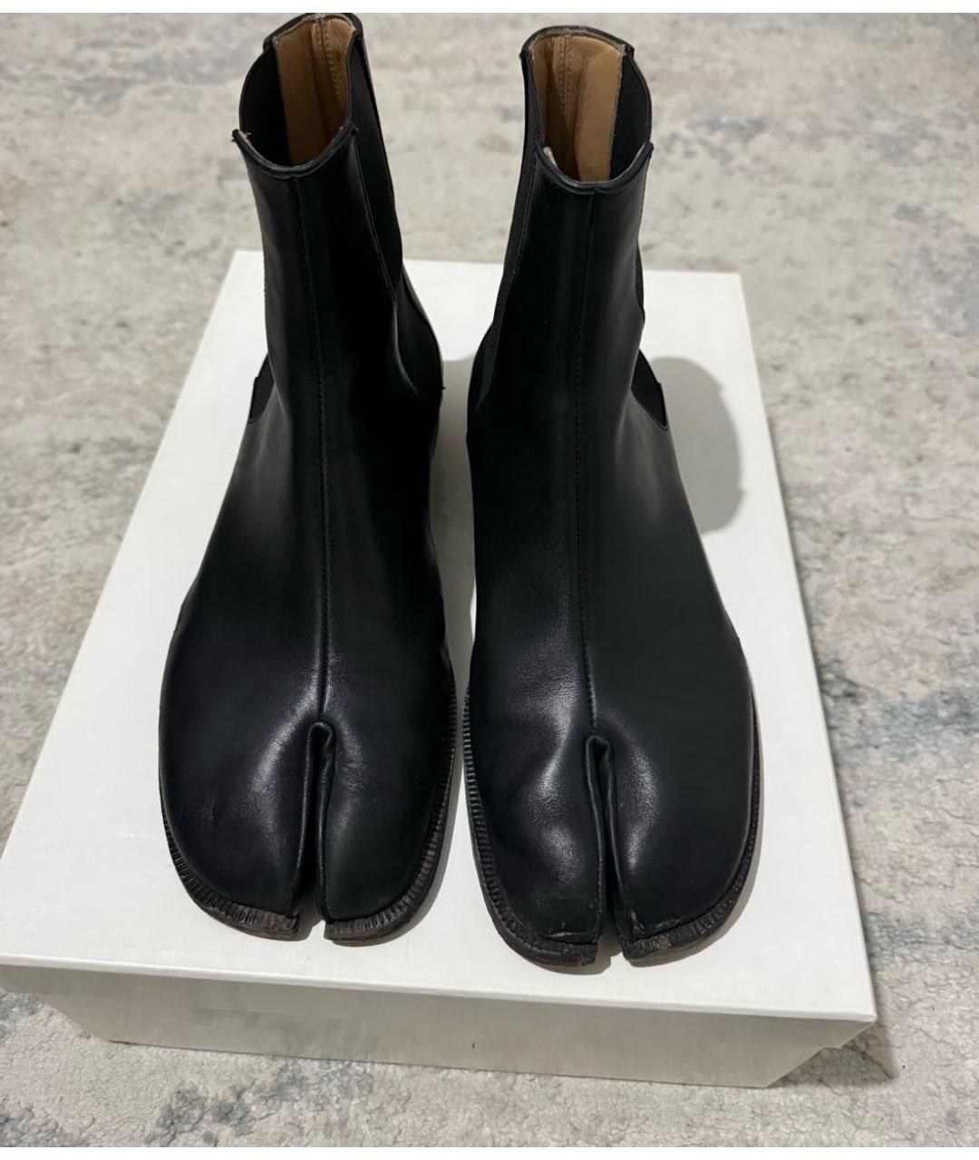 MAISON MARGIELA Черные кожаные низкие ботинки, фото 2