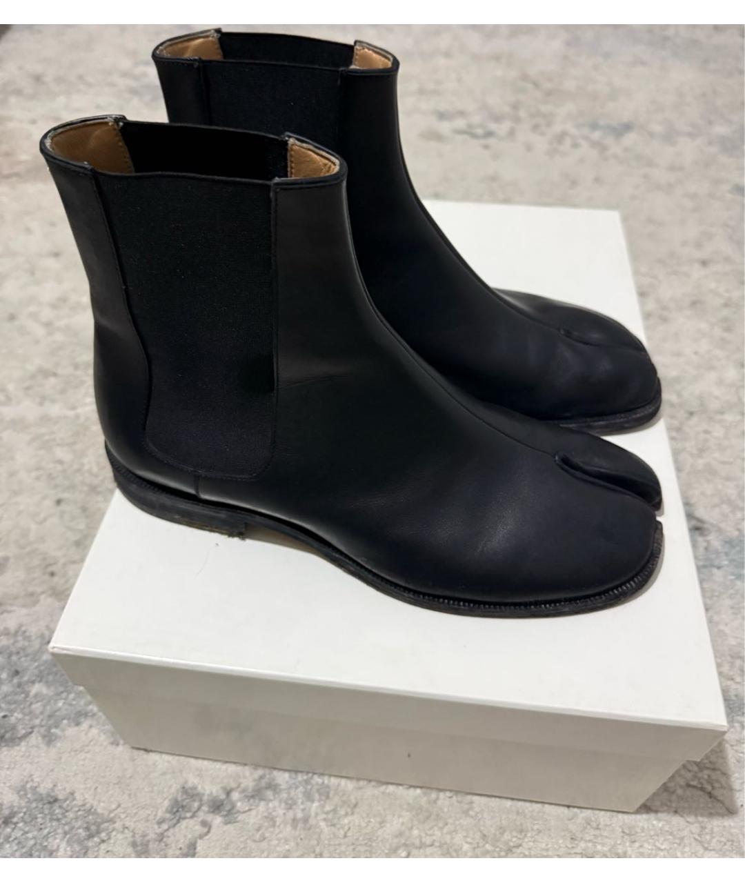 MAISON MARGIELA Черные кожаные низкие ботинки, фото 8