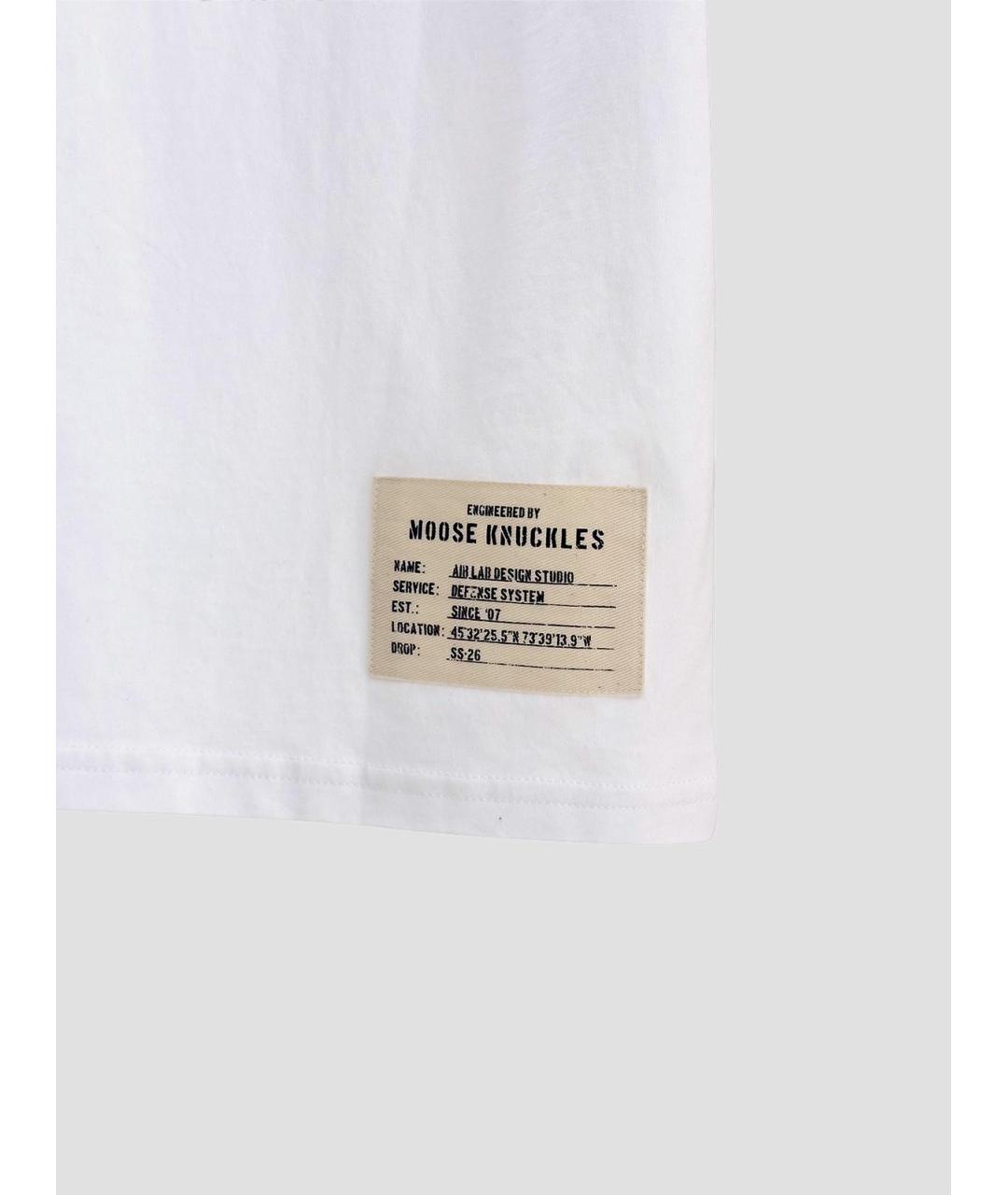 MOOSE KNUCKLES Белая хлопковая футболка, фото 3