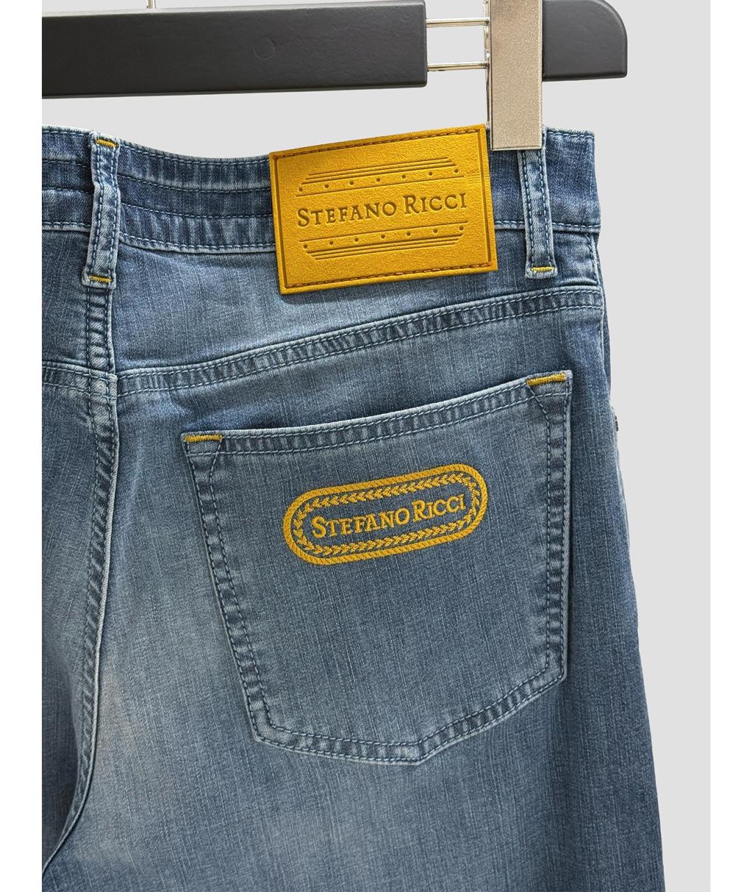 STEFANO RICCI Синие хлопко-эластановые прямые джинсы, фото 3