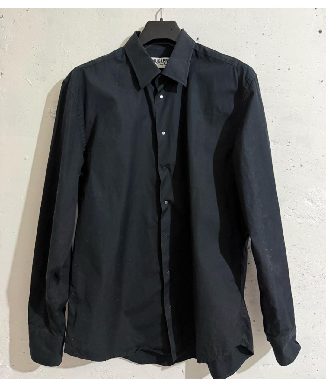 THIERRY MUGLER VINTAGE Черная хлопковая классическая рубашка, фото 5