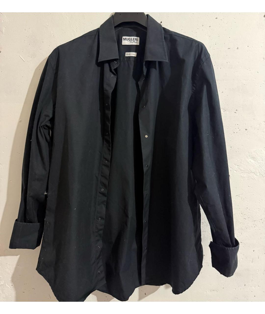 THIERRY MUGLER VINTAGE Черная хлопковая классическая рубашка, фото 8