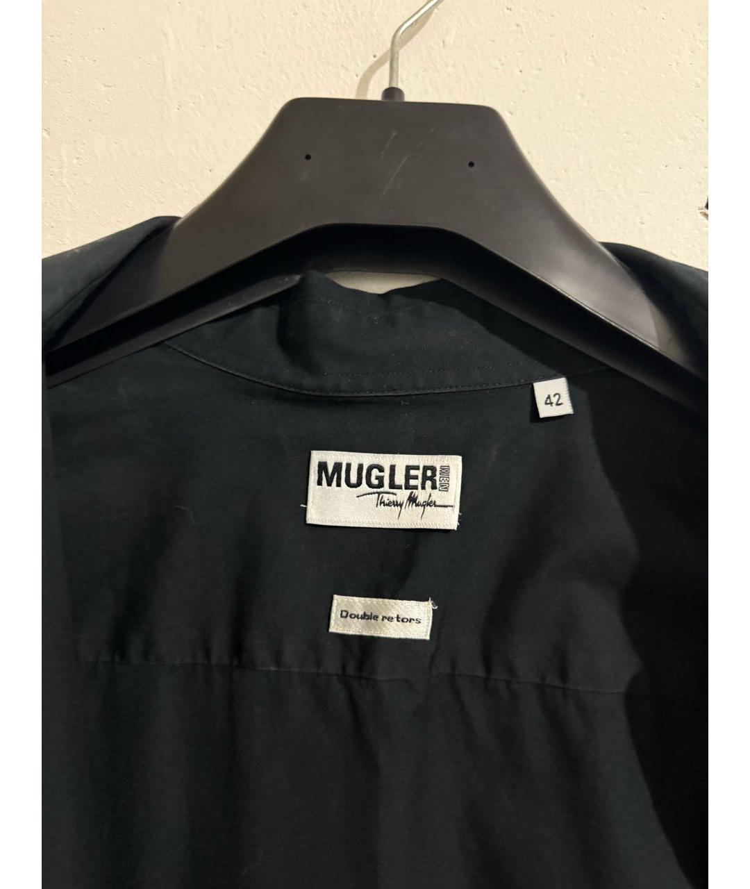 THIERRY MUGLER VINTAGE Черная хлопковая классическая рубашка, фото 6