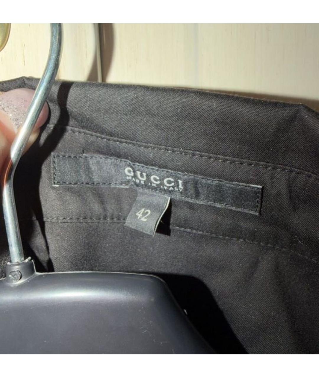 GUCCI Черная хлопко-эластановая рубашка, фото 4