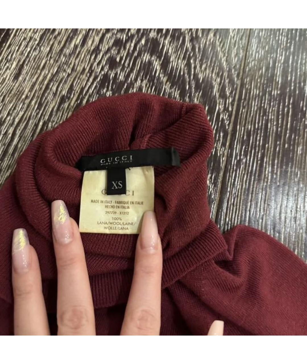 GUCCI Бордовая шерстяная водолазка, фото 4