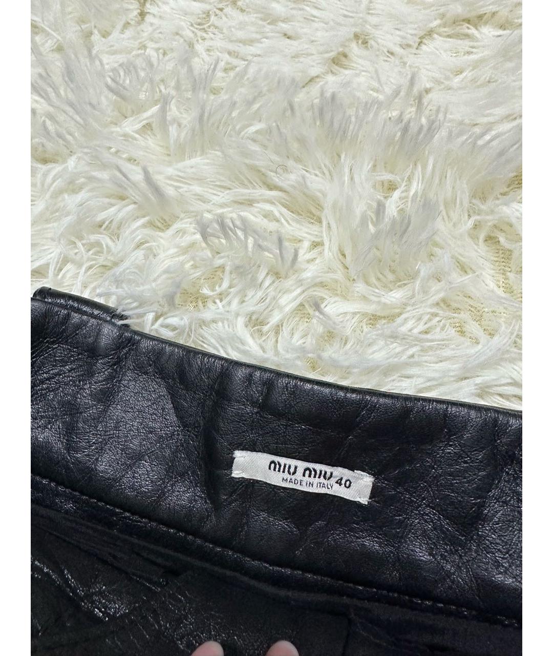 MIU MIU Черные кожаные шорты, фото 3