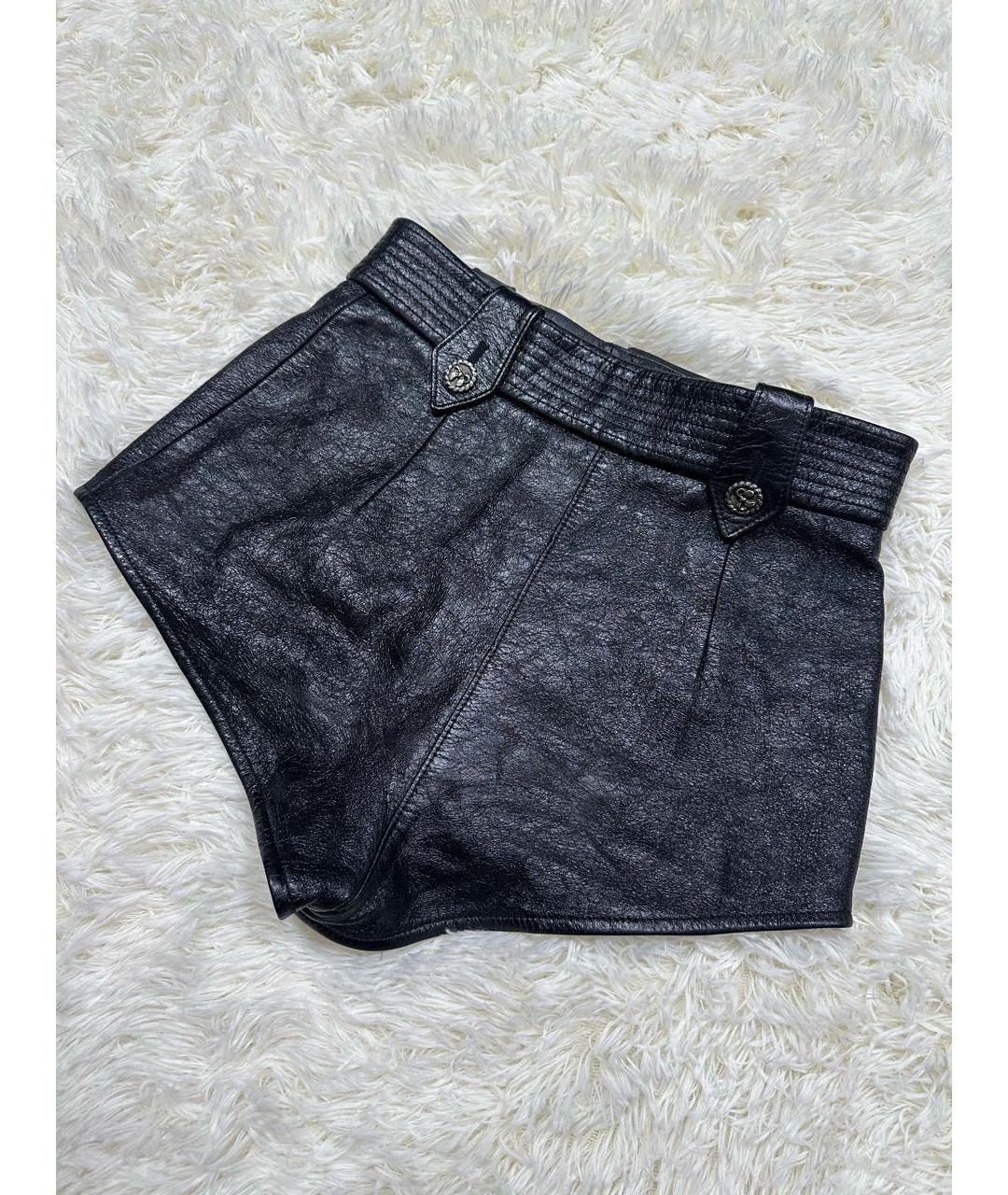 MIU MIU Черные кожаные шорты, фото 4