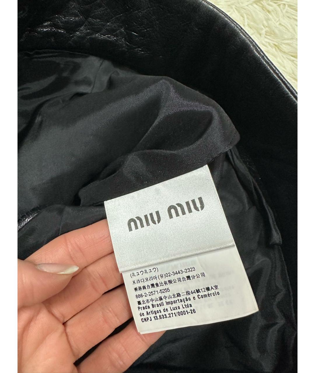 MIU MIU Черные кожаные шорты, фото 5