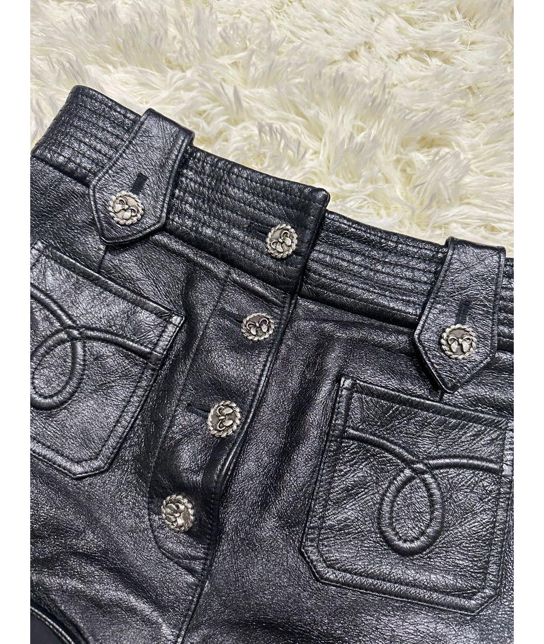 MIU MIU Черные кожаные шорты, фото 2