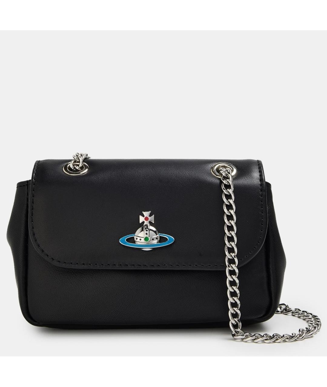 VIVIENNE WESTWOOD Черная кожаная сумка через плечо, фото 4