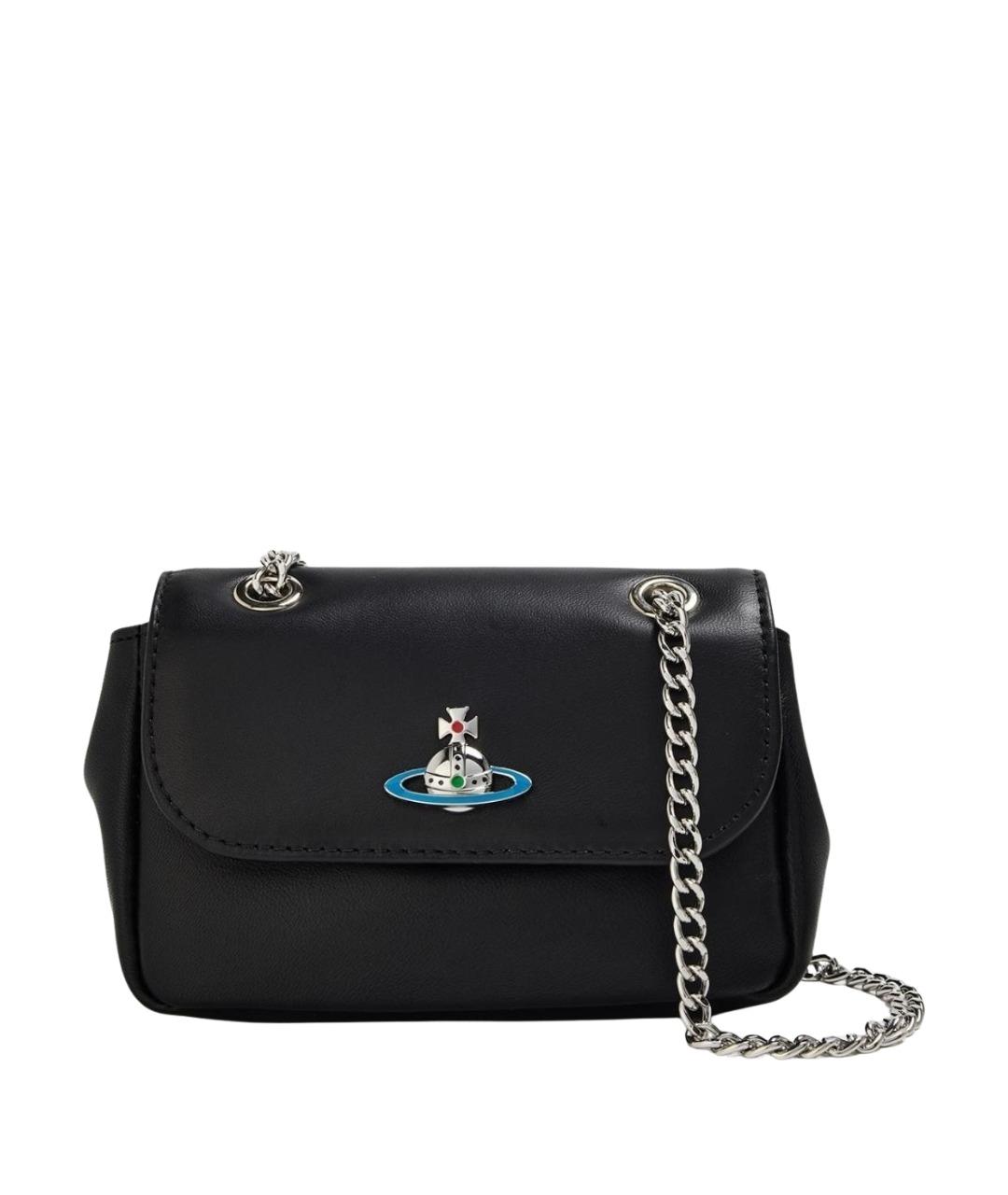 VIVIENNE WESTWOOD Черная кожаная сумка через плечо, фото 1