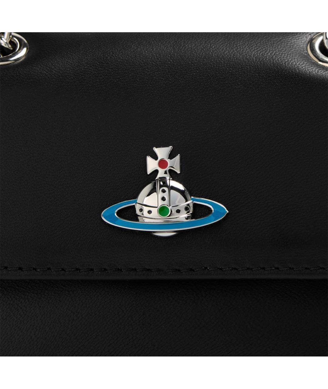 VIVIENNE WESTWOOD Черная кожаная сумка через плечо, фото 3