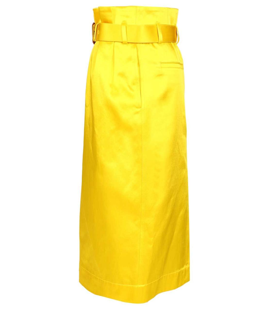DRIES VAN NOTEN Желтая хлопковая юбка миди, фото 4