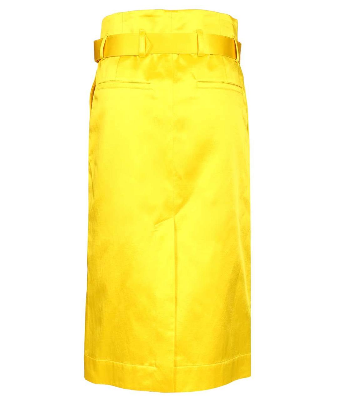 DRIES VAN NOTEN Желтая хлопковая юбка миди, фото 2