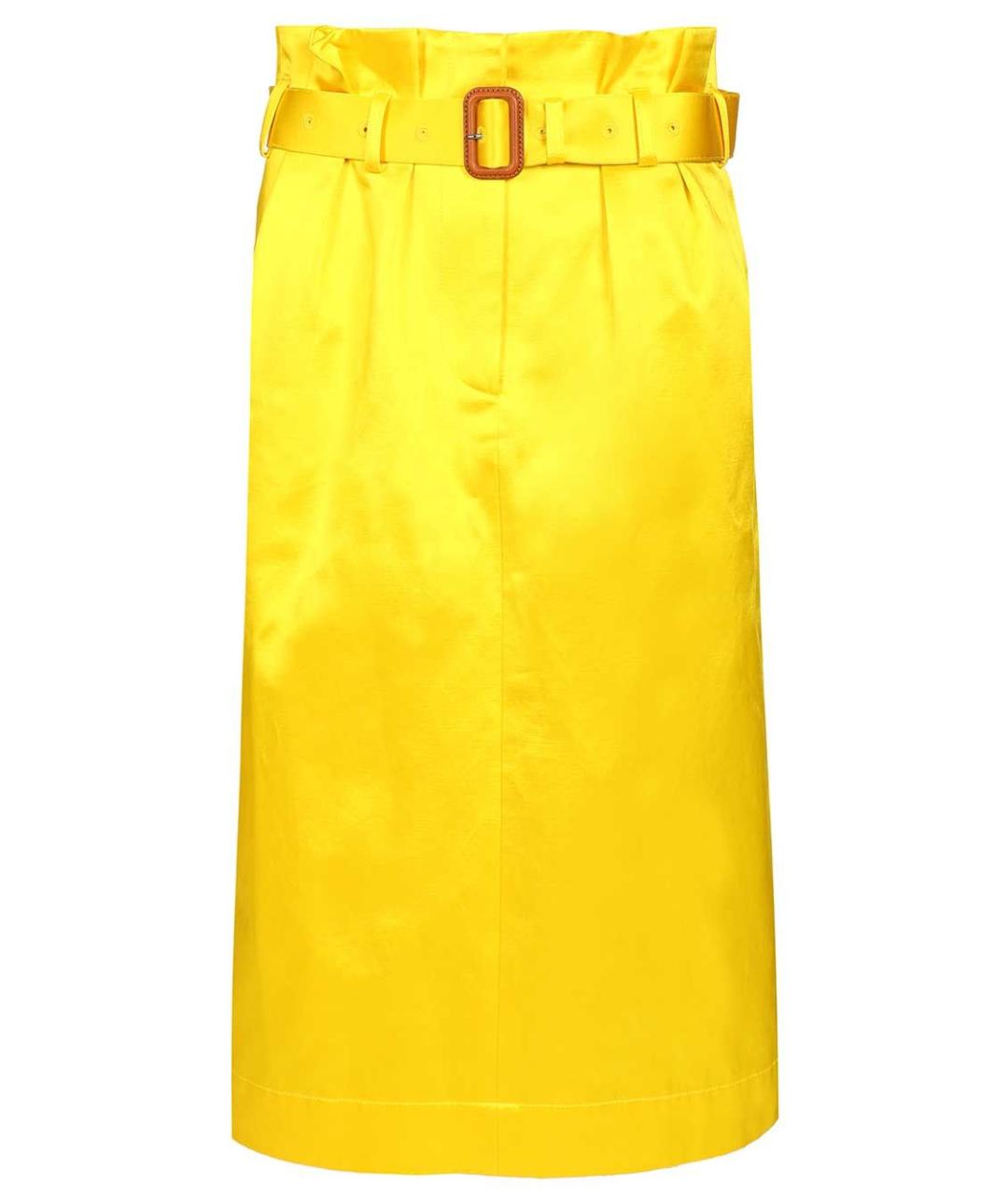 DRIES VAN NOTEN Желтая хлопковая юбка миди, фото 1