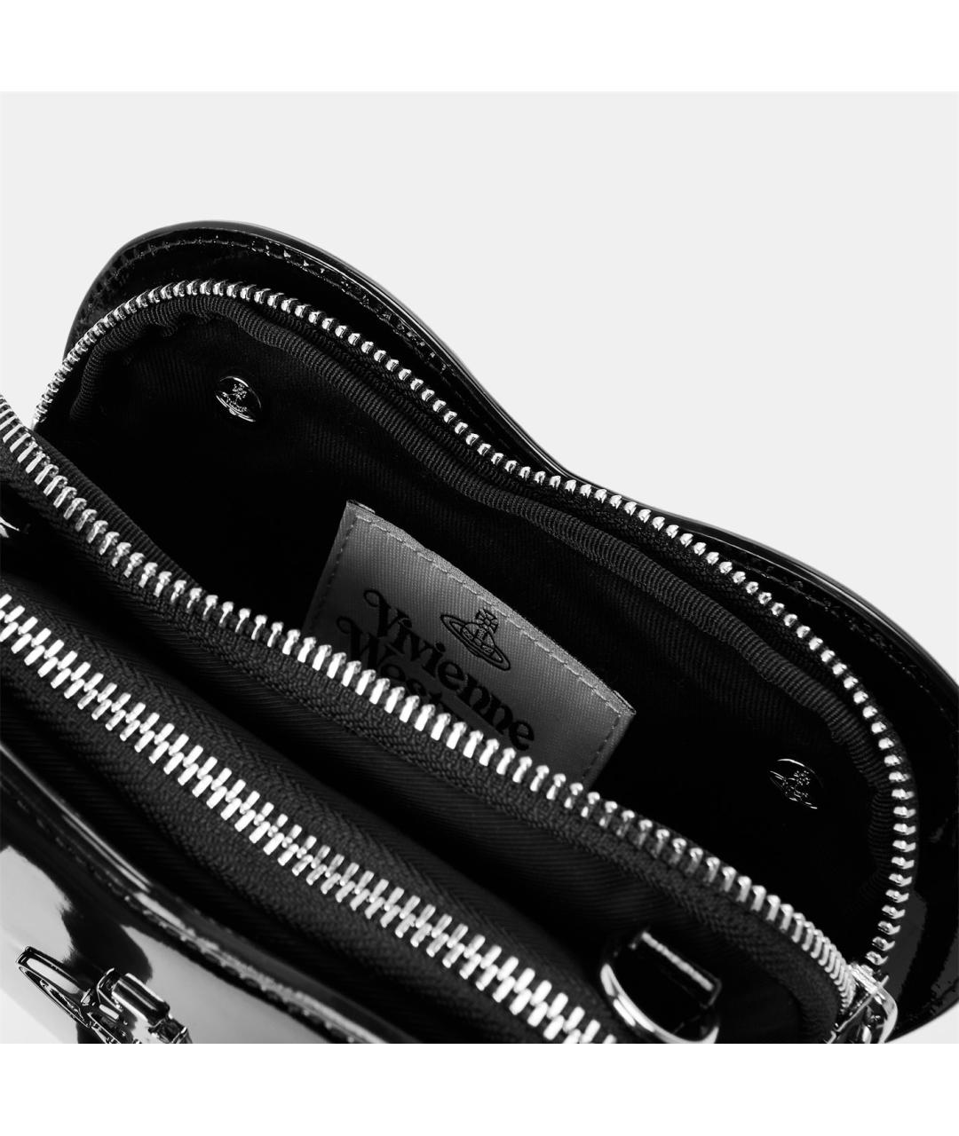 VIVIENNE WESTWOOD Черная сумка через плечо из лакированной кожи, фото 4