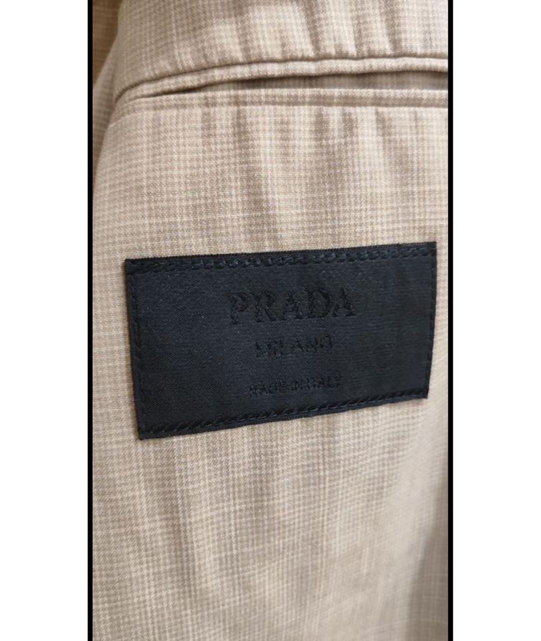 PRADA Бежевый шерстяной тренч / плащ, фото 3