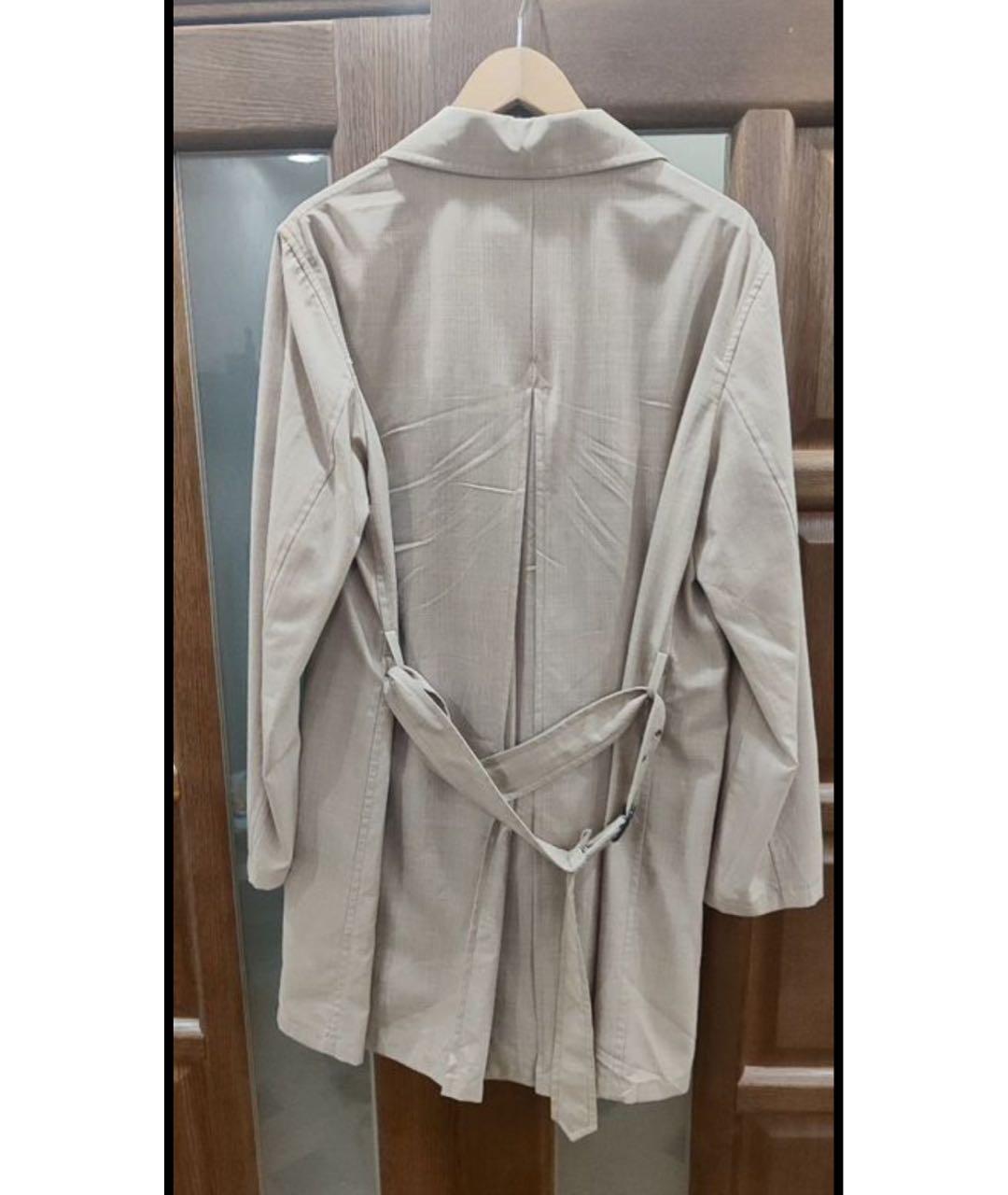 PRADA Бежевый шерстяной тренч / плащ, фото 2