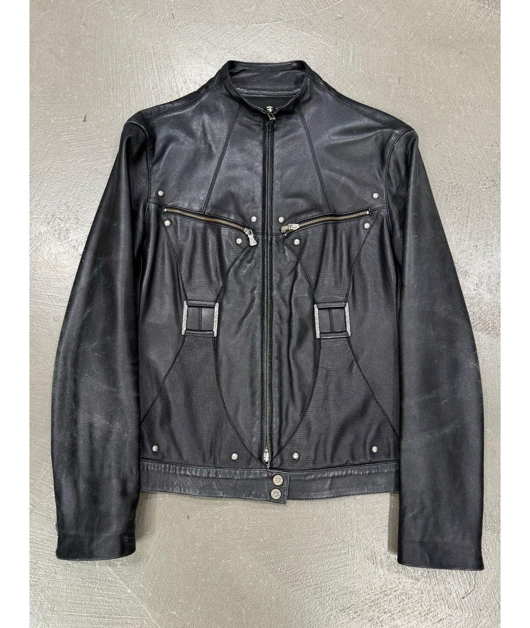 VERSACE JEANS COUTURE Черная кожаная куртка, фото 4