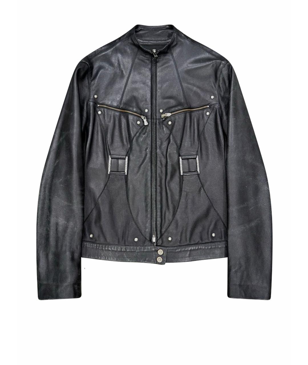 VERSACE JEANS COUTURE Черная кожаная куртка, фото 1