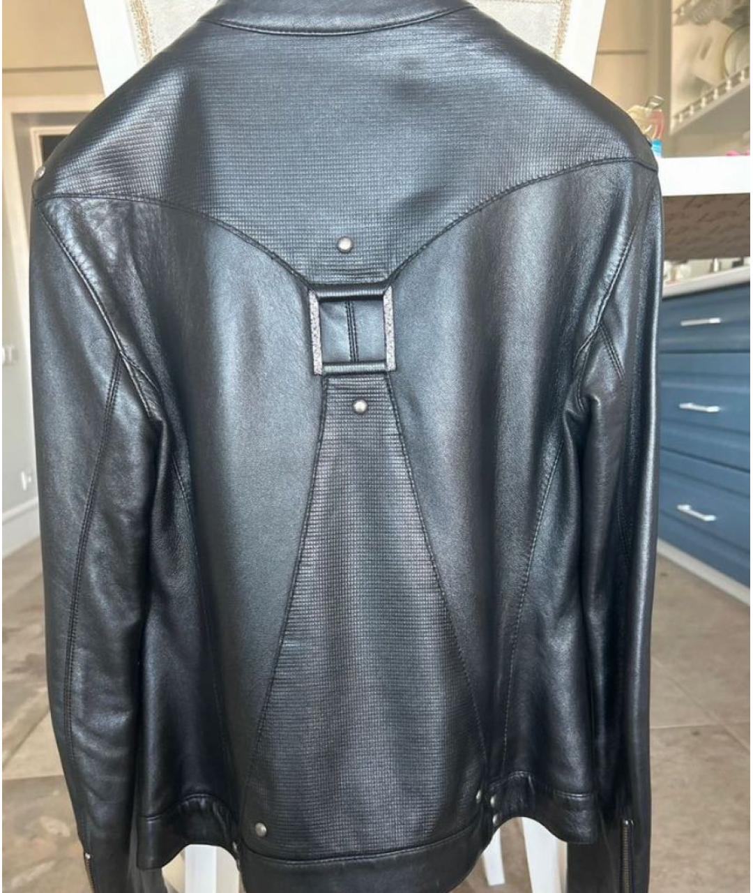 VERSACE JEANS COUTURE Черная кожаная куртка, фото 2