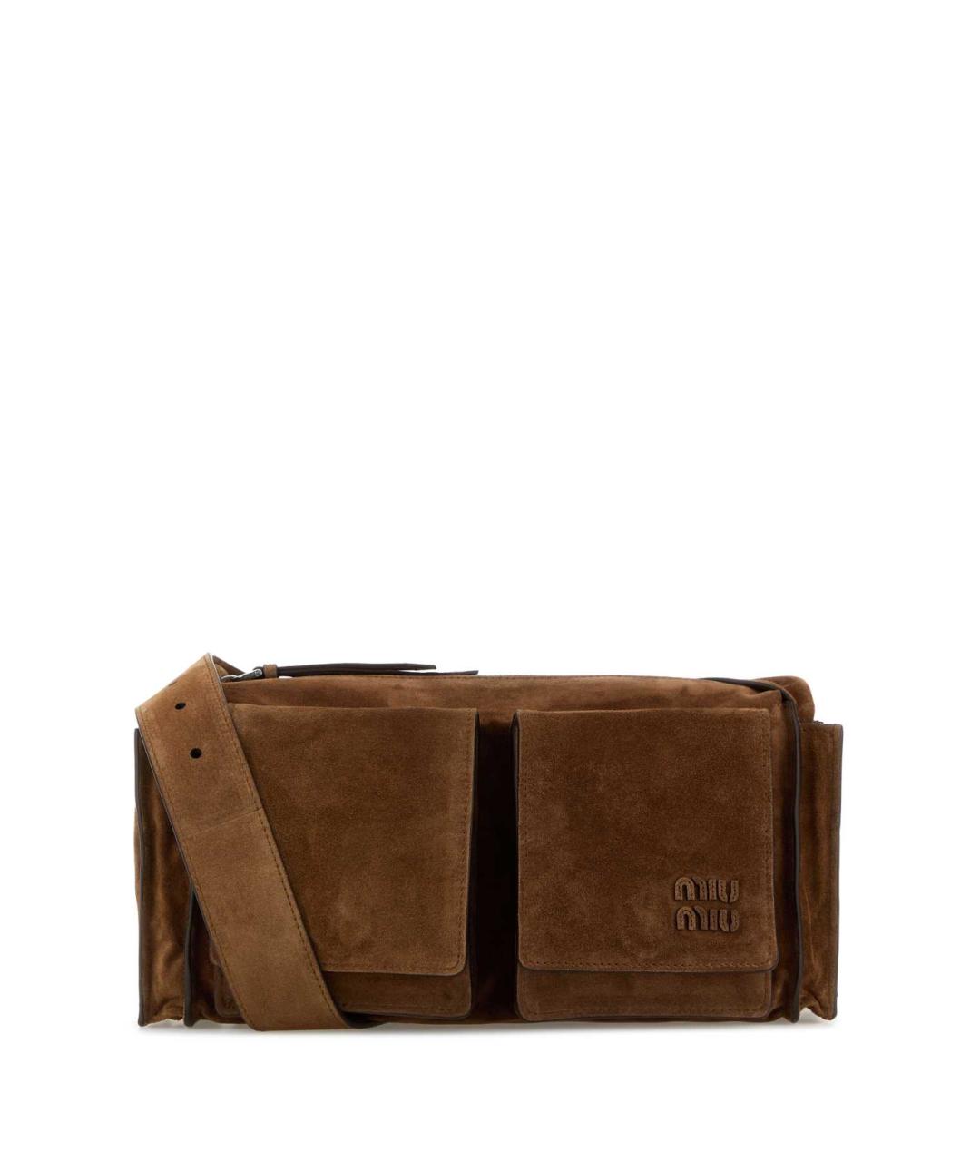 MIU MIU Коричневая замшевая сумка с короткими ручками, фото 2