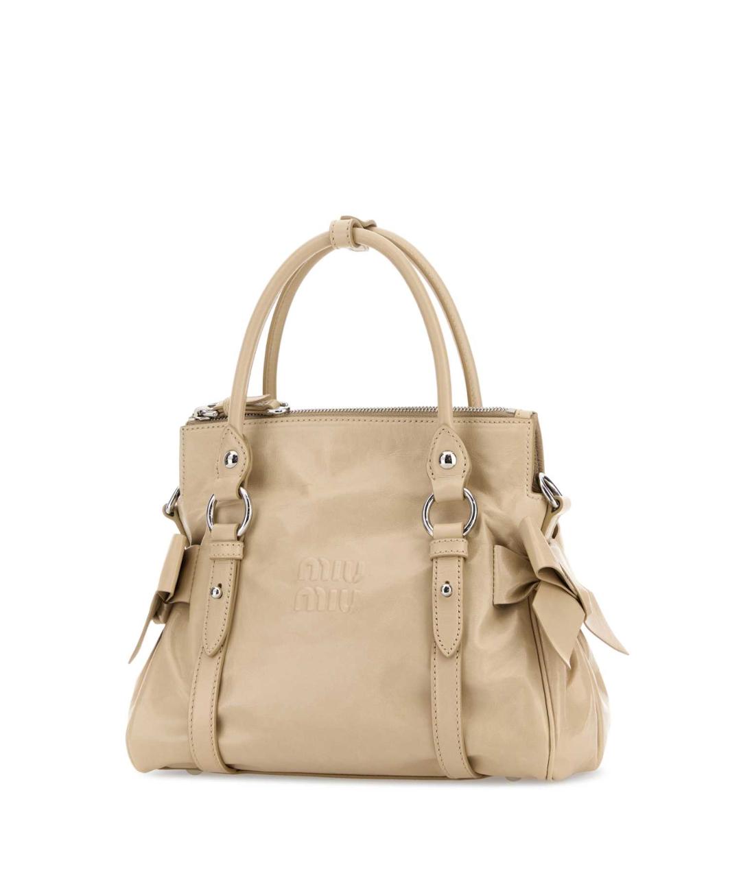 MIU MIU Бежевая кожаная сумка с короткими ручками, фото 1