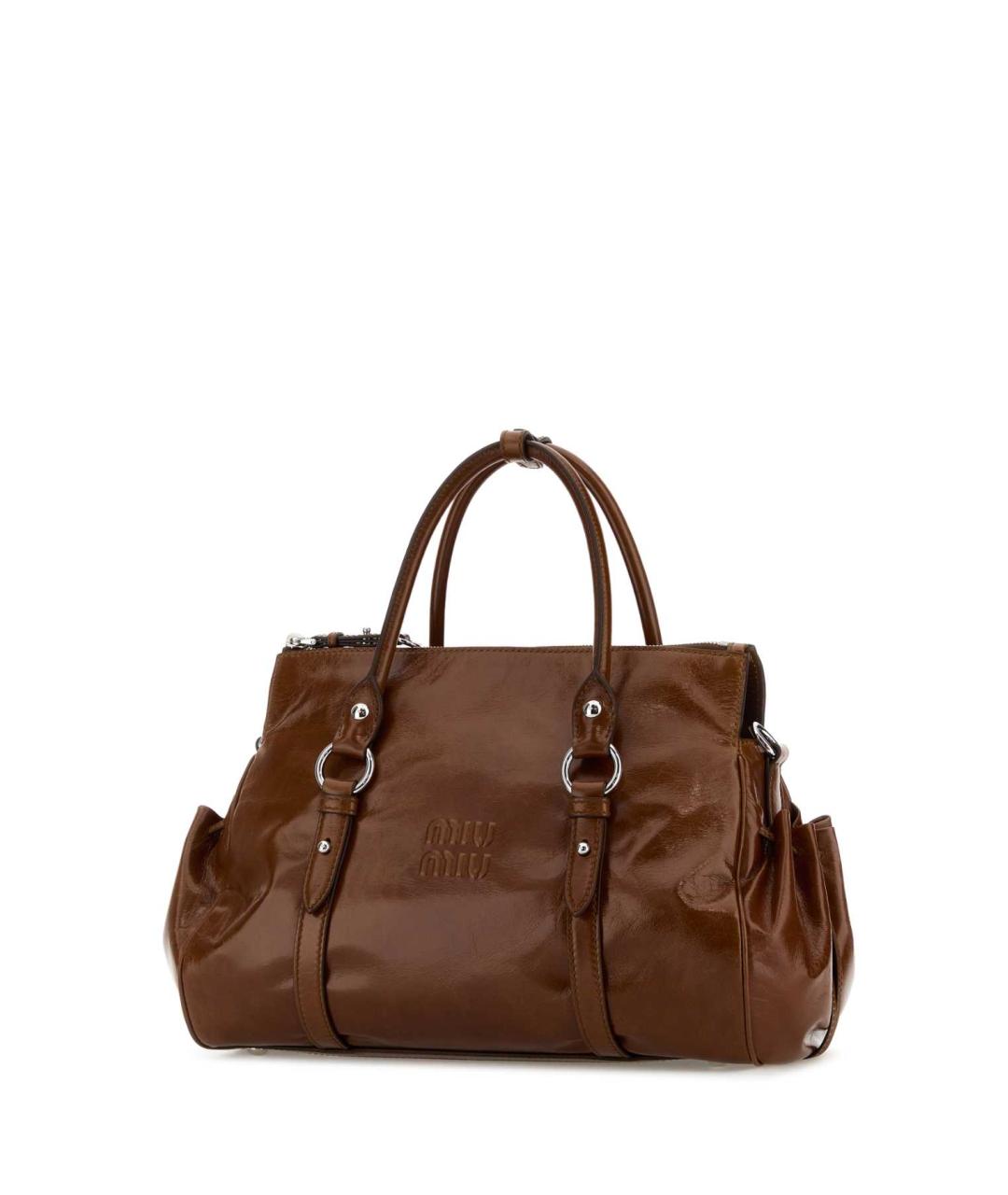 MIU MIU Коричневая кожаная сумка с короткими ручками, фото 2