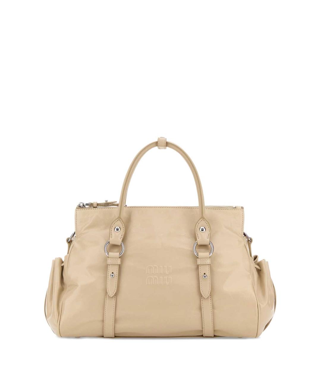 MIU MIU Бежевая кожаная сумка с короткими ручками, фото 1