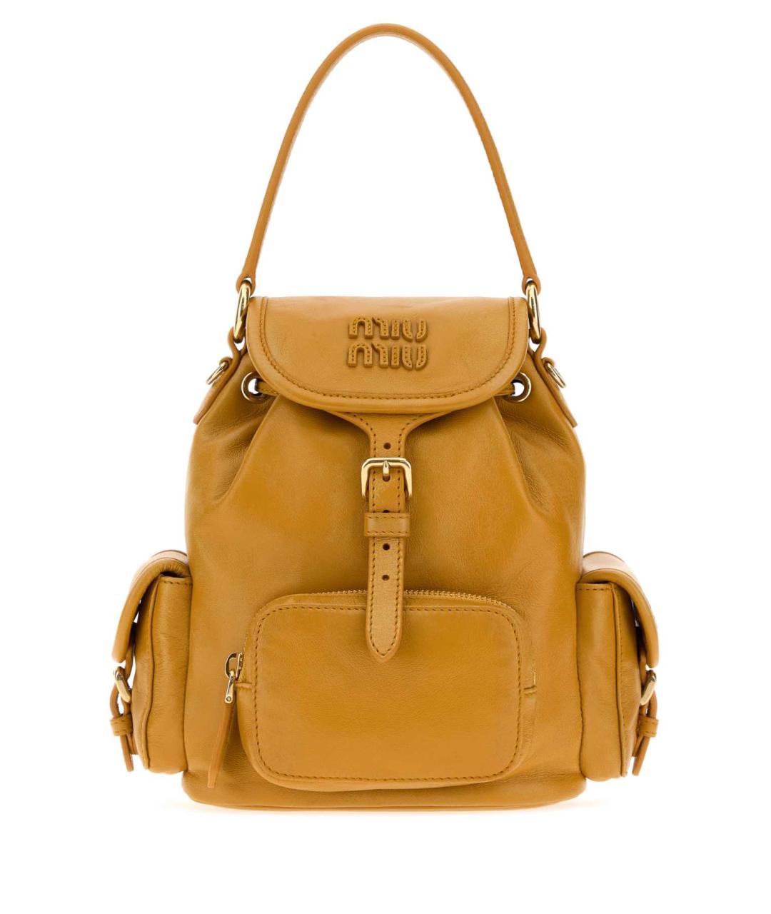 MIU MIU Горчичный кожаный рюкзак, фото 1