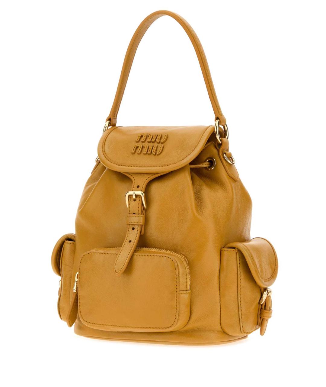 MIU MIU Горчичный кожаный рюкзак, фото 2