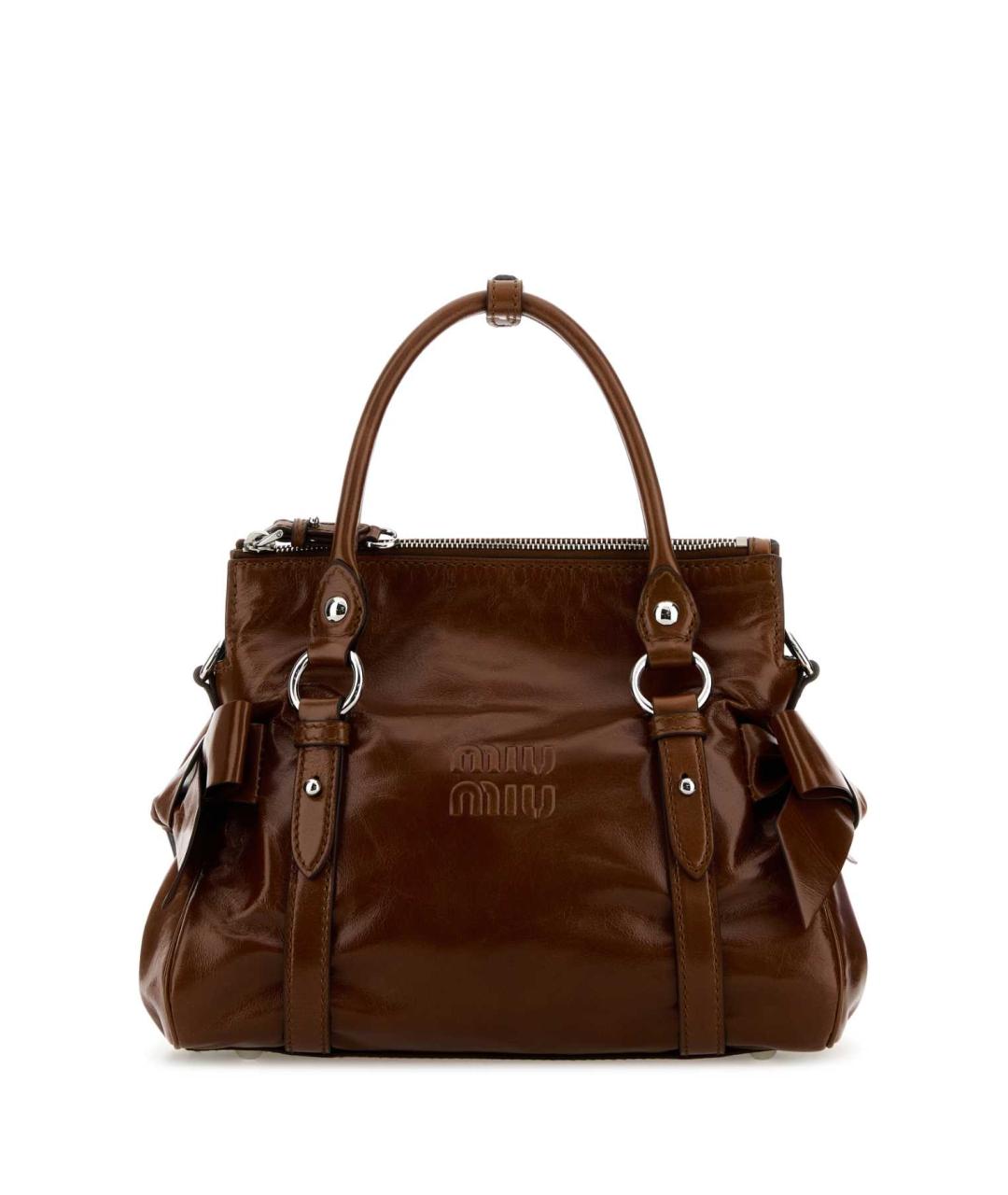 MIU MIU Коричневая кожаная сумка с короткими ручками, фото 2