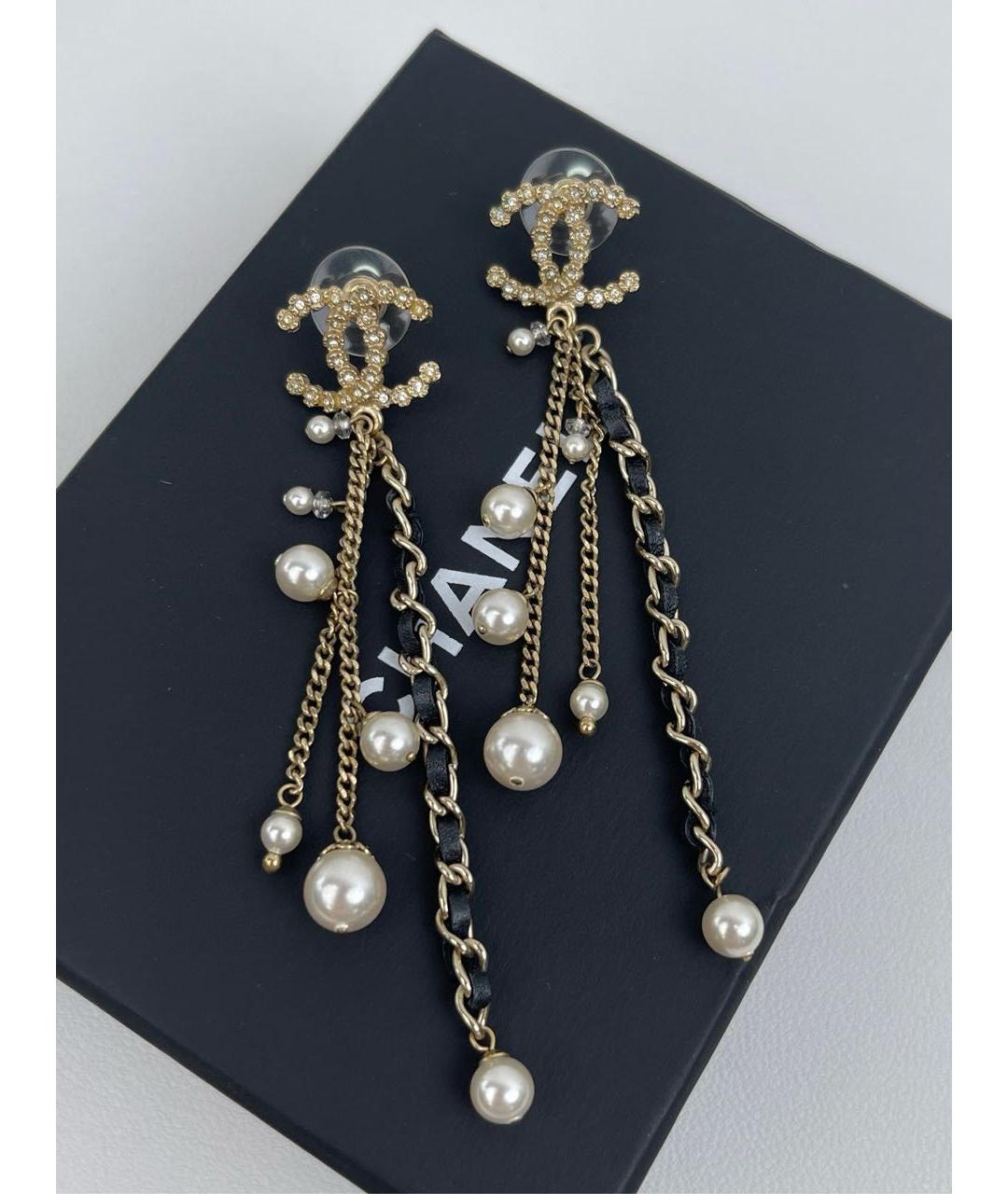 CHANEL Золотые металлические серьги, фото 6