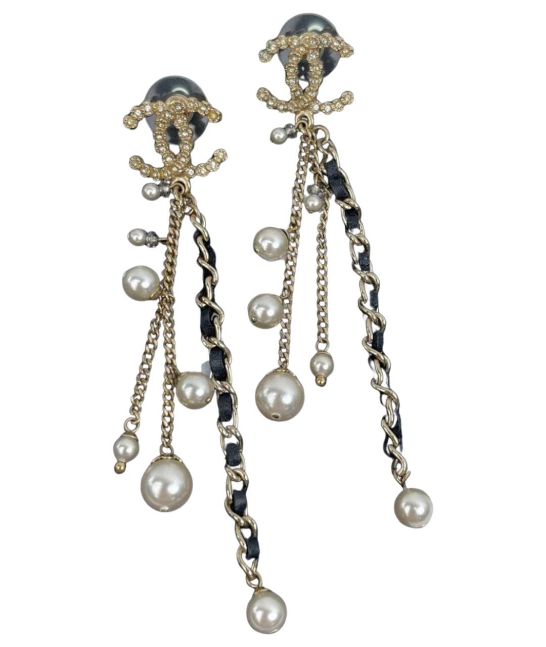 CHANEL Золотые металлические серьги, фото 1