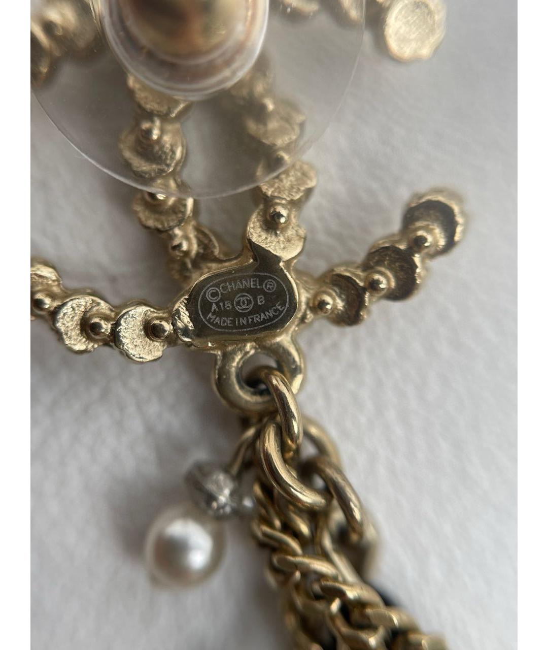 CHANEL Золотые металлические серьги, фото 3