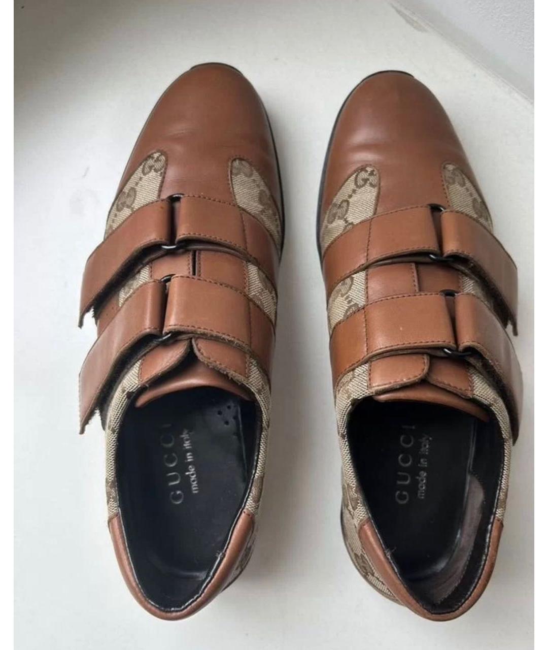 GUCCI Коричневые кожаные кроссовки, фото 6