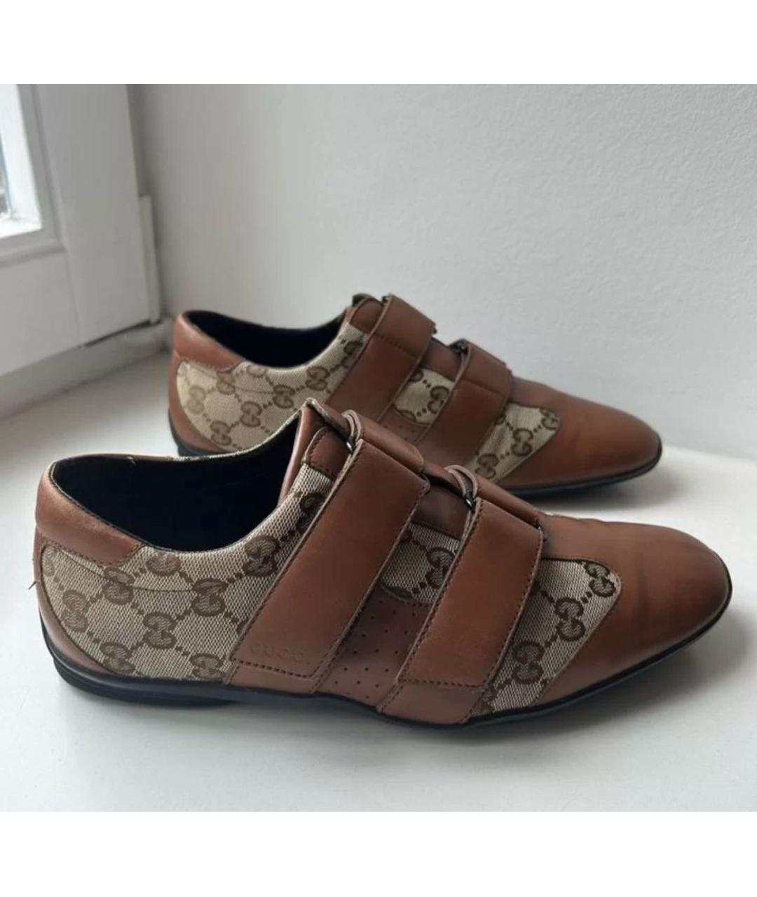 GUCCI Коричневые кожаные кроссовки, фото 3