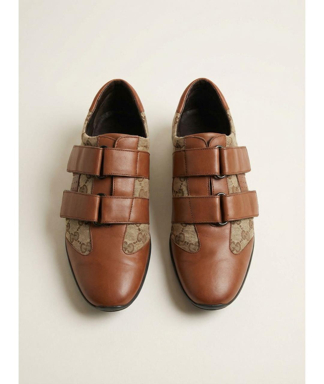 GUCCI Коричневые кожаные кроссовки, фото 2