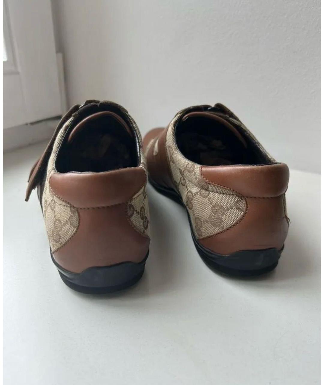 GUCCI Коричневые кожаные кроссовки, фото 5