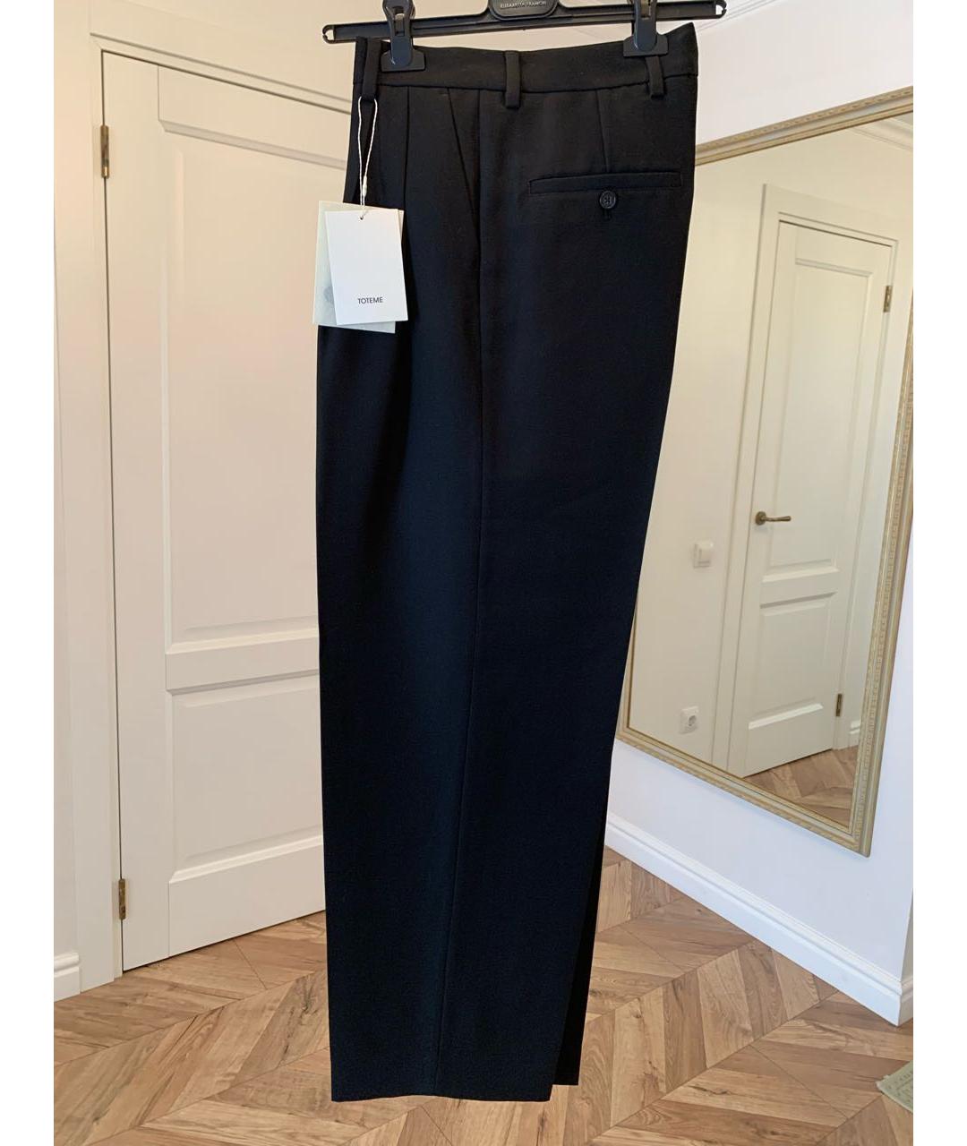 TOTEME Черные шерстяные прямые брюки, фото 2