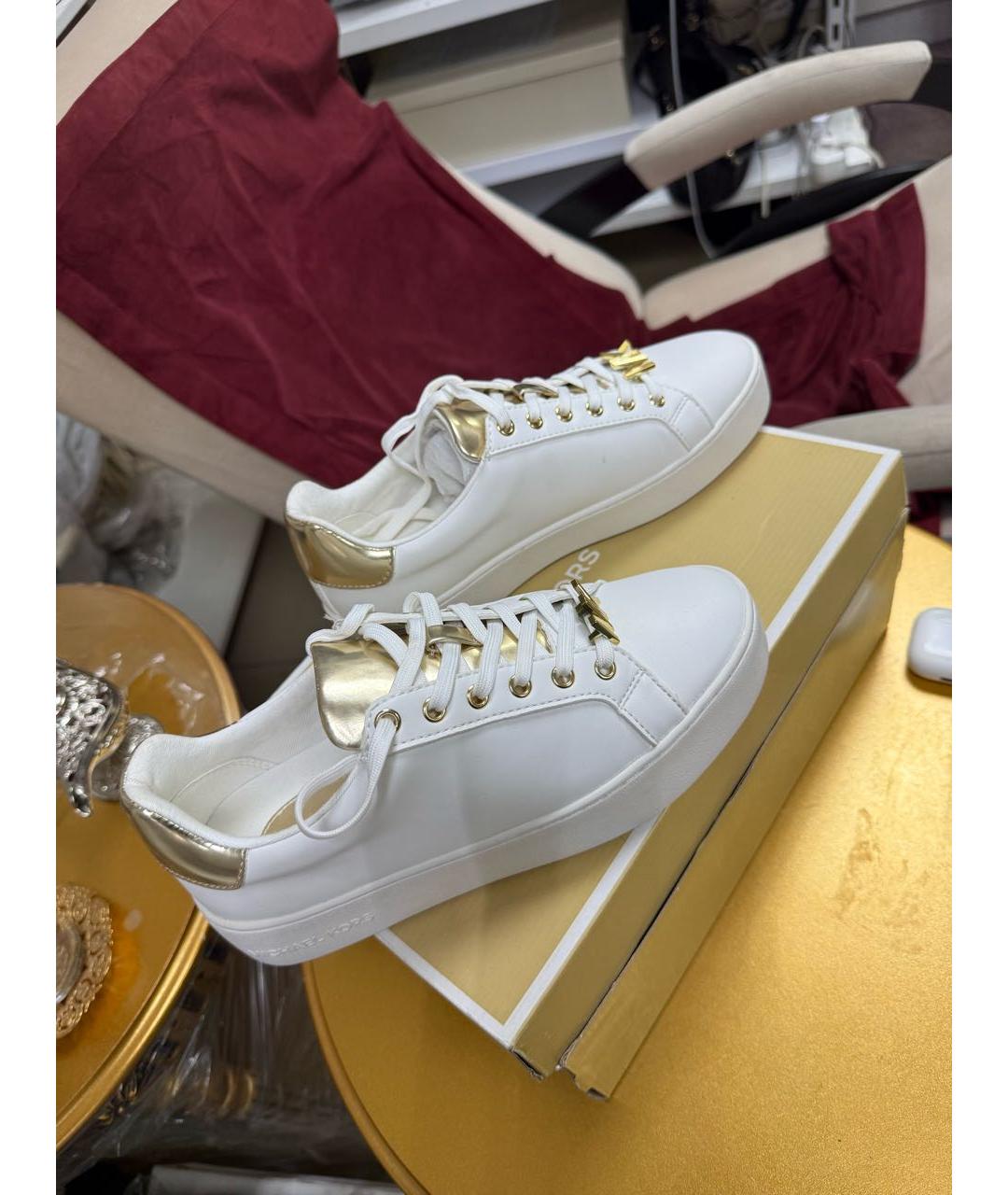 MICHAEL KORS Бирюзовые кожаные кроссовки, фото 4