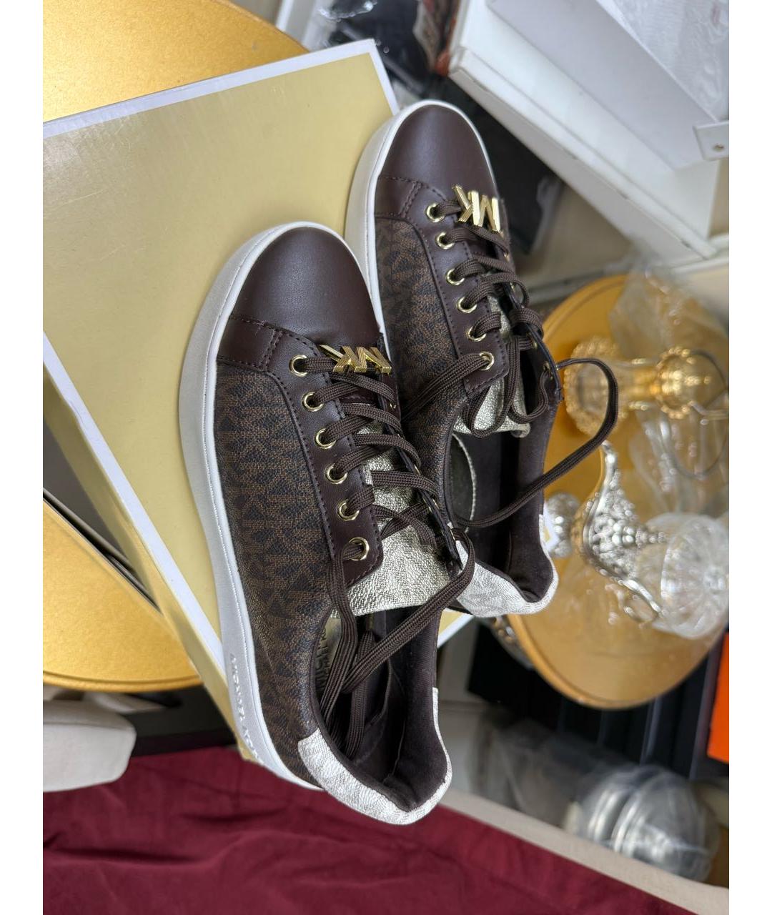 MICHAEL KORS Коричневые кожаные кроссовки, фото 5